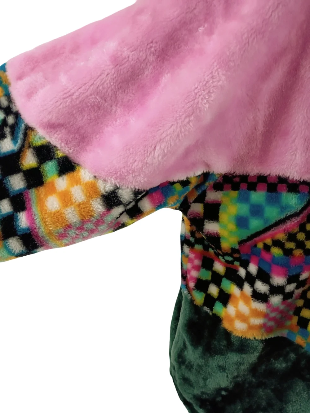 UGG Women's Plush Colorblock Jacket in Pink & Green with Multicolor Print